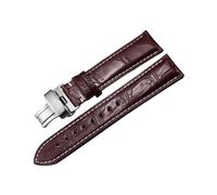 Xzhomfm 12-24mm Supple Skin-Friendly Alligator Leather Watch Strap with Double Push Deployant Clasp, Brown, 24mm