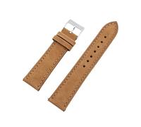 Xzhomfm 16-24mm Matte Top-Grain Cow Leather Watch Strap with Quick Release Spring Pin, Brown, 22mm