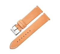 Xzhomfm 16-24mm Quick Release Vintage Ultra-Thin Top-Grain Genuine Leather Watch Strap, Khaki, 18mm