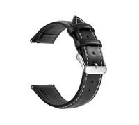 Xzhomfm 18-22mm Top-Grain Italian Cow Leather Watch Strap with Quick Release Spring Bar, Black, 18mm