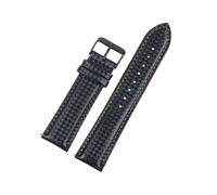 Xzhomfm 20-22mm Quick Release Carbon Fiber Pattern Genuine Leather Watch Strap, Orange, 20mm