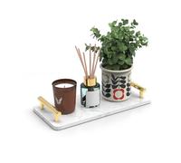 XZHXFX Guest Towel Holder Tray for Bathroom,Marble Tray with Handles -Napkin Holder for Bathroom & Kitchen - Bathroom Tray - Bathroom Vanity Tray,Tray for Living Room & Cosmetic(Gold,Small)