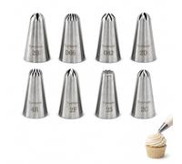 XZJDGBZA 8 Pcs Large Stainless Steel Icing Piping Nozzle Set | Seamless Rustproof Cake Decorating Tips, 8 Patterns for Cupcakes Cookies Pastry, Suitable for Home Bakers & Professional Use