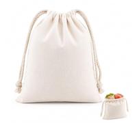 XZJDGBZA Reusable Organic Cotton Drawstring Storage Bag 22 x 28 cm | Washable Organic Cotton Drawstring Storage Bag, Unbleached Eco-Friendly Biodegradable Sack for Shopping, Travel & Home Use