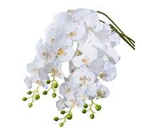 XZJMY 27.5" Artificial Phalaenopsis Flowers,Fake Orchid Stems,Faux Silk White Orchids Flowers,Artificial Flowers for Home Decor Wedding Centerpieces (4, White)