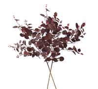 XZJMY 2Pcs Artificial Plants, Silky Eucalyptus Leaves, Tall 29 Inch Autumn Stems Decorative Faux Eucalyptus Stems for Farm House Decor Wedding Party Decoration (Wine Red)