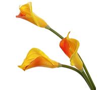 XZJMY 3Pcs Artificial Calla Lily Flowers 27'' Artificial Lillies Silk Flower Fake Bouquet Soft Long Stem Plants for Home,Living Room,Bedroom,Dining Table,Office,Weddings Party Garden Décor(Orange)