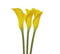 XZJMY 3Pcs Artificial Calla Lily Flowers 27'' Artificial Lillies Silk Flower Fake Bouquet Soft Long Stem Plants for Home,Living Room,Bedroom,Dining Table,Office,Weddings Party Garden Décor(Yellow)
