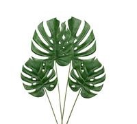 XZJMY 4 Pack Artificial Monstera Leaves Long Stem Turtle Tropical Palm Vase