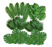 XZJMY 48 Pcs 6 Kinds Artificial Palm Leaves Tropical Fake Leaves,Artificial Leaves for Hawaiian Party Decoration Table Flower Arrangement Accessories