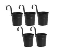 5 Pcs Hanging Flower Pots Metal Iron Bucket Planter Pot Metal Bucket Flower Holder with Hook Indoor Outdoor Decor for Railing Fence Balcony Garden