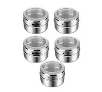 XZJMY 5Pack Modern Minimalist Magnetic Spice Containers, Stainless Steel Spice Jar with Transparent Lid, 100ml Canister for Spices, Herbs and Other Seasonings