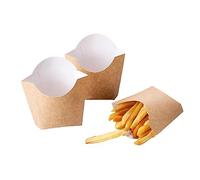 XZJMY 60 Pack 5oz Paperboard French Fry Containers, Disposable French Fry Holders, Small Kraft Paper Takeout Boxes for Wedding Birthday Carnival Party (Brown)