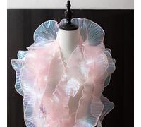 XZJMY 8 Yards Ice Pink Ruffle Trim Tulle Fabric, 4.72 Inch Width for Dress Collars Sleeves Decoration, DIY Sewing