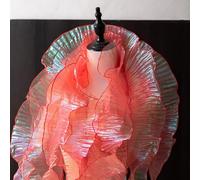 XZJMY 8 Yards Ruffle Trim Tulle Fabric,Pleated Lace Fabric Trim,Organza Ruffled Fabric 4.72 Inch Width for Dress Collars Sleeves Decoration Throw Pillow Decor DIY Sewing (Coral Red), XZJMY-001