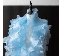 XZJMY 8 Yards Ruffle Trim Tulle Fabric,Pleated Lace Fabric Trim,Organza Ruffled Fabric 4.72 Inch Width for Dress Collars Sleeves Decoration Throw Pillow Decor DIY Sewing (Ice Blue), XZJMY-001
