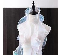 XZJMY 8 Yards Ruffle Trim Tulle Fabric, Polyester, Iridescent White, Blue, Perfect for Dress Collars Sleeves Decoration, Throw Pillow Decor, DIY Sewing, Halloween, Thanksgiving, Christmas, Daily Use