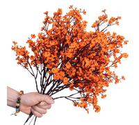 XZJMY 8Pcs Gypsophila Artificial Flowers,Babys Breath Silk Artificial Flowers Artificial Fall Flowers,Fake flower with Stem for DIY Home Bouquet Floral Arrangement Farmhouse Decor (Orange)