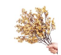 XZJMY 8Pcs Gypsophila Artificial Flowers,Babys Breath Silk Artificial Flowers Artificial Fall Flowers,Fake flower with Stem for DIY Home Bouquet Floral Arrangement Farmhouse Decor (Gold)