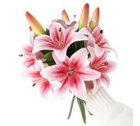 XZJMY Artificial Lilies Flowers Set, Pink, 6 Pcs