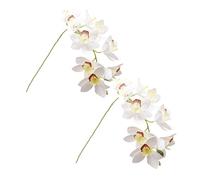 XZJMY Artificial Orchid Flowers 3D Faux Cymbidium Flowers 10 Heads Silk Artificial Flowers Outdoor Fake Flowers Green Shrubs Plants for Wedding Home Decoration Festive Furnishing (2PCS,White)