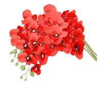 XZJMY Artificial Phalaenopsis Flowers,27.5" Fake Orchid Stems,Real Touch Orchid Flower Silk Phalaenopsis for Home Decor Wedding Centerpieces (4, Red)