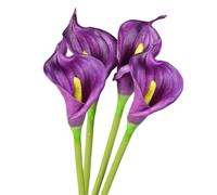 XZJMY Calla Lily 4Pcs Artificial Flowers 24'' Long Stem Artificial Calla Lily Flowers,Silk Flower Fake Bouquet for Wedding Bridal Bouquet Home Decor Centerpiece (4, Purple)