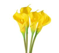 XZJMY Calla Lily 4Pcs Artificial Flowers 24'' Long Stem Artificial Calla Lily Flowers,Silk Flower Fake Bouquet for Wedding Bridal Bouquet Home Decor Centerpiece (4, Yellow)