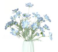 XZJMY Cosmos Silk Flowers, Pack of 4 Tall 24 Inch Fake Flowers,Wild Flowers Branches,Artificial Flowers for Home Wedding Party Decoration,Light Blue/White (Light Blue)