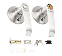 XZLUPUP 1 Pack Locked Door Handle Silver Aluminium Alloy with Keys | Aluminium alloy lever, secure lock privacy function, internal household doors, bedroom, home working office study