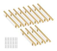 XZLUPUP 12Pcs 128mm T Bar Handle Stainless Steel Gold Modern | Contemporary Style, Durable Construction, Corrosion Proof, Easy Grip Pull, Suitable for Cabinets, Drawers, Wardrobes