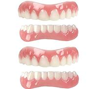 XZLZMD Silicone Instant Veneer Upper & Lower Dentures Cosmetic Natural Shade Prosthesis Teeth Smile Comfortable Removable Dental Prosthesis, 2 Pair