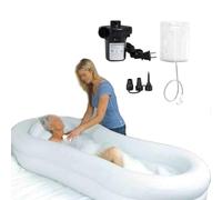 XZLZMYP Bedridden Inflatable Shower Bathtub System with Air Pump Portable Med Bath Basin Kit for Disabled Elderly Pregnancy Bed Assistive Aid Bedside Shower Inflatable Bathtub Kit,A