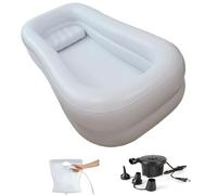 XZLZMYP Medical Bedside Shower Inflatable Bathtub Kit with Air Pump Portable Inflatable PVC Body Washing Basin System Bath in Bed Assistive Aid for Disabled Elderly Bedridden Patient,A