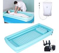 XZLZMYP Medical Bedside Shower Inflatable Bathtub Kit with Air Pump Portable Inflatable PVC Body Washing Basin System Bath in Bed Assistive Aid for Disabled Elderly Bedridden Patient,E