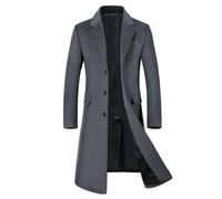 XZLZMYP Mens Wool Trench Coat Solid Casual Padded Outdoor Overcoat Long Thicken Warm Coat Jacket Mid Length Business Coat with Lapels Trench Coats for Men,A,5XL
