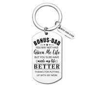 XzmaaoX Step Dad Keychain Gifts Father's Day Gifts from Daughter Gift for Bonus Dad Birthday Wedding Thanksgiving Day Gift Adoptive Unbiological Father Easter Keychains, Silver, S
