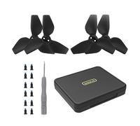 XZMO Propellers Storage Box for DJI Neo propellers 2016S propellers for DJI Neo Drone Low-Noise Colorful Wings Quick Release Spare Parts with Storage Box (Black Paddles 2 Pairs +Organizer Box)