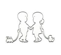 Xzmzbxzb Childhood Friend Little Boy Girl Metal Cutting Dies Stencil Scrapbooking Embossing Tool Die Cuts Paper Card Album Template Mold Decoration Craft Cutting Dies Stencil