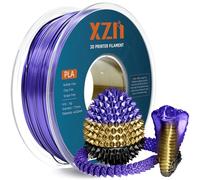 XZN Tri Color Silk PLA 3D Printer Filament, Rainbow Silk PLA Filament 1.75mm, +/- 0.02mm Accuracy, No Clog/Bubble, Durable, Vacuum Sealed, Fits Most FDM Printers, 1KG Spool - Purple/Gold/Black