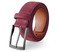 XZQTIVE Mens Leather Belt for Men, Premium Suede Jeans Belt with Classic Buckle, Casual Work Trousers Accessories in Brown/Tan/Black, 1.4 Inch Wide
