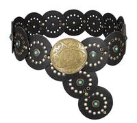 XZQTIVE Wide Disc Belt for Women Boho Concho Leather Belts Vintage Western Waist Belt for Dresses Pants