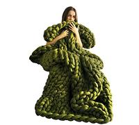 XZSBDXHH Luxury Chunky Knit Blanket Machine Washable No Shed Soft Hand Knitted Large Cozy Thick Yarn Throw Wool Blend Giant Yarn Soft Cable Knitted Throw Handmade for Home Decorate (A 130x170cm)