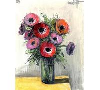XZSFD NBGEA Bernard Buffet Flower Poster Still Life Prints Abstract Wall Art Picture《Anemones》Bernard Buffet Canvas Painting For Home Decor 50x60cm Unframed