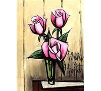 XZSFD NBGEA Bernard Buffet Flower Poster Still Life Prints Abstract Wall Art Picture《Pink Rose》Bernard Buffet Canvas Painting For Home Decor 50x60cm Unframed