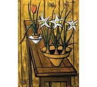 XZSFD NBGEA Bernard Buffet Flower Poster Still Life Prints Abstract Wall Art Picture《Water Lily》Bernard Buffet Canvas Painting For Home Decor 50x60cm Unframed