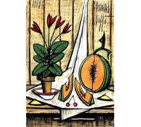XZSFD NBGEA Bernard Buffet Poster Color Prints Abstract Wall Art Picture《Pot of Cyclamens and Melon》Bernard Buffet Canvas Painting For Home Decor 50x60cm Unframed