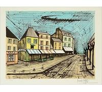 XZSFD NBGEA Bernard Buffet Poster Color Prints Abstract Wall Art Picture《The Village Of Marines》Landscape Canvas Painting For Home Decor 70x50cm Unframed