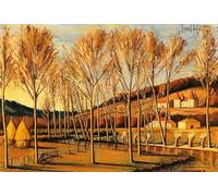 XZSFD NBGEA Bernard Buffet Poster Landscape Prints Abstract Wall Art Picture《Autumn in Bourbonnais》Bernard Buffet Canvas Painting For Home Decor 50x90cm Unframed