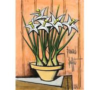 XZSFD NBGEA Bernard Buffet Poster Still Life Prints Abstract Wall Art Picture《Pot of Water Lily》Bernard Buffet Canvas Painting For Home Decor 50x60cm Unframed